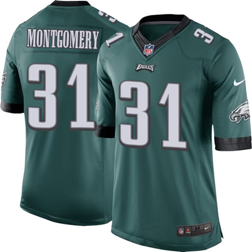 Men's Limited Wilbert Montgomery Nike Jersey Midnight Green Home - #31 NFL Philadelphia Eagles